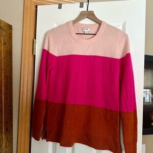 J. Crew Colorblock Sweater - Light Pink, Magenta/Hot Pink, Rusty Brown